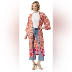 Floral Pink and Red Kimono Beach/Lounge Set NWT Sz XL